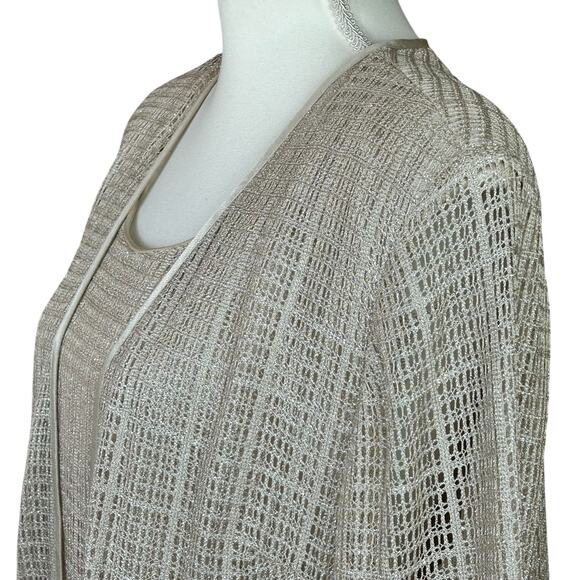R&M Richards Evening Top Sze 22 WP Shimmery Cream Sheer Lined Classic Eventwear - Picture 7 of 13